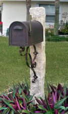 Golden Wheat Granite Post Copper Color Mailbox
