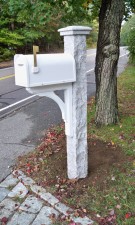 White Mailbox Granite Post