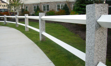 NH Gray Granite Fence Posts with White Rails